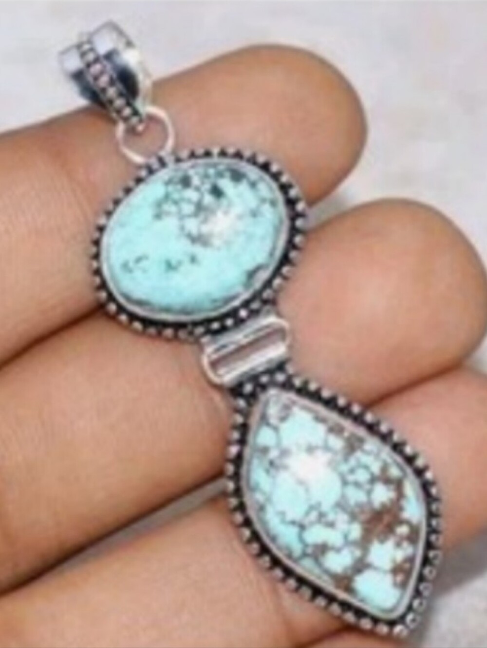 New Lander Turquoise Gemstone 925 Sterling Silver Handmade Pendant Necklace